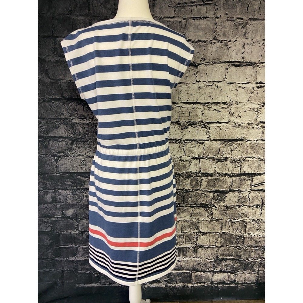 T by Talbots Dress Womens SP Blue White Stripe Drawstring Waist Pocket Knit Casu - Picture 3 of 11
